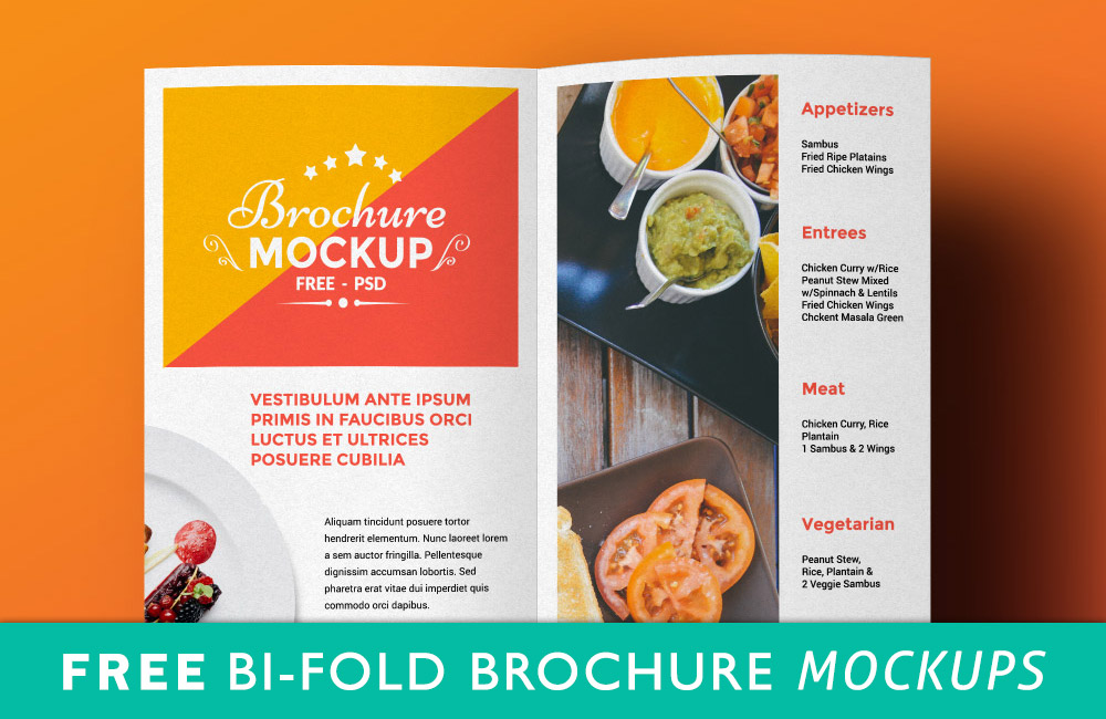 20 Free Bi Fold Brochure Psd Mockups