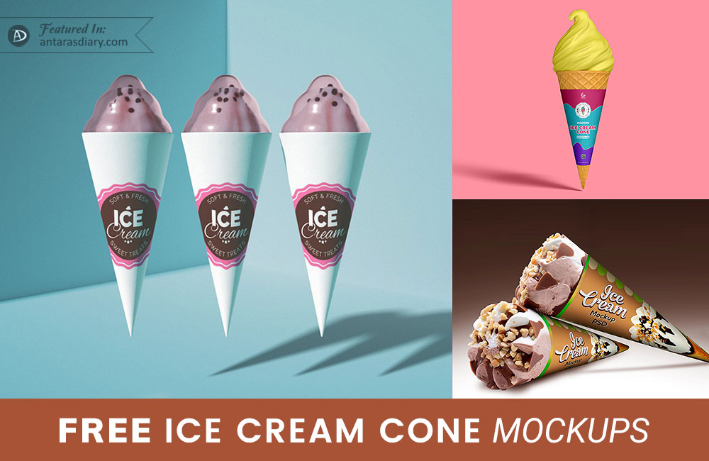 Download Free Ice Cream Cone Mockup PSD | Antara's Diary