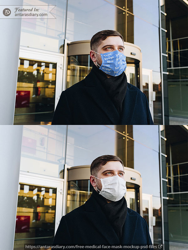 Download Free man wearing medical face mask mockup