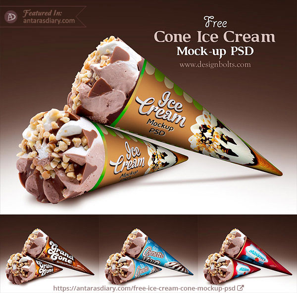 Download Free Ice Cream Cone Mockup PSD | Antara's Diary