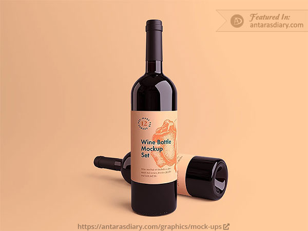 Free Wine Bottles Mockup 1 View