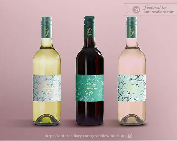 Wine Bottles Mockup Free PSD