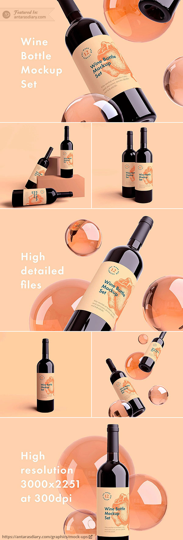 Wine Bottle Mockup 12 psd