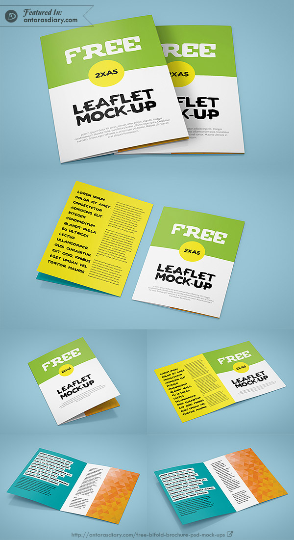 20 Free Bi Fold Brochure Psd Mockups