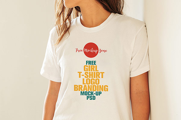Download Free Flawless Girl T-Shirt Logo Branding Mock-up Psd