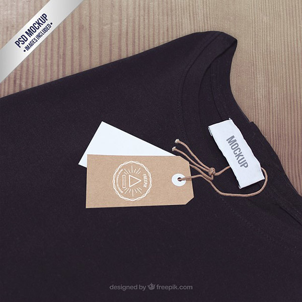 Download T-shirt label mockup Free Psd