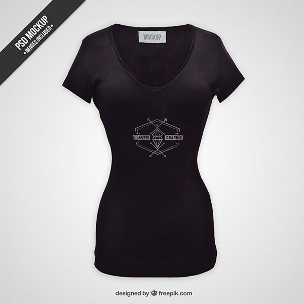 Download Female t-shirt mockup Free Psd