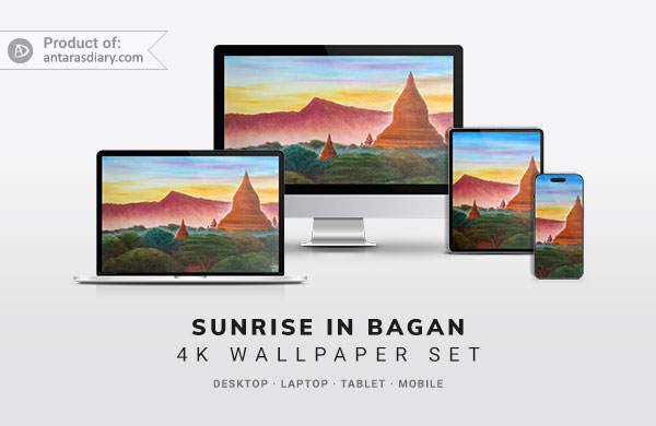Sunrise in Bagan - Digital Wallpaper Set Preview